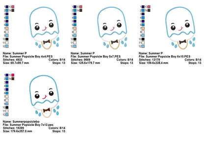 Cute Popsicle Boy Summer Treat - Appliqué - Machine Embroidery Design