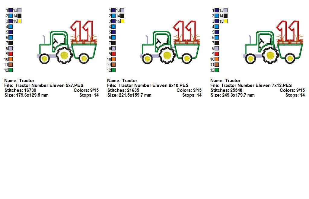 Tractor Number Eleven - Appliqué – Machine Embroidery Design