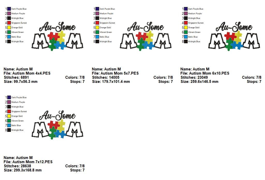 Au-Some Mom Puzzle – Appliqué – Machine Embroidery Design