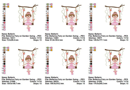 Ballerina Fairy on Garden Swing Design - Fill Stitch – Machine Embroidery Design