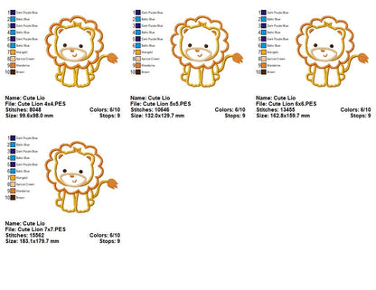 Cute Safari Lion Boy - Applique - Machine Embroidery Design