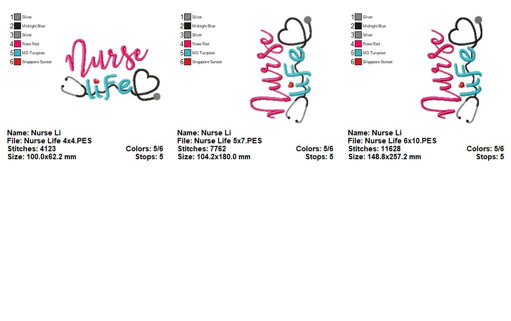 Nurse Life – Satin Stitch – Machine Embroidery Design