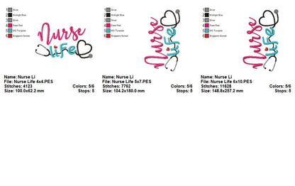 Nurse Life – Satin Stitch – Machine Embroidery Design