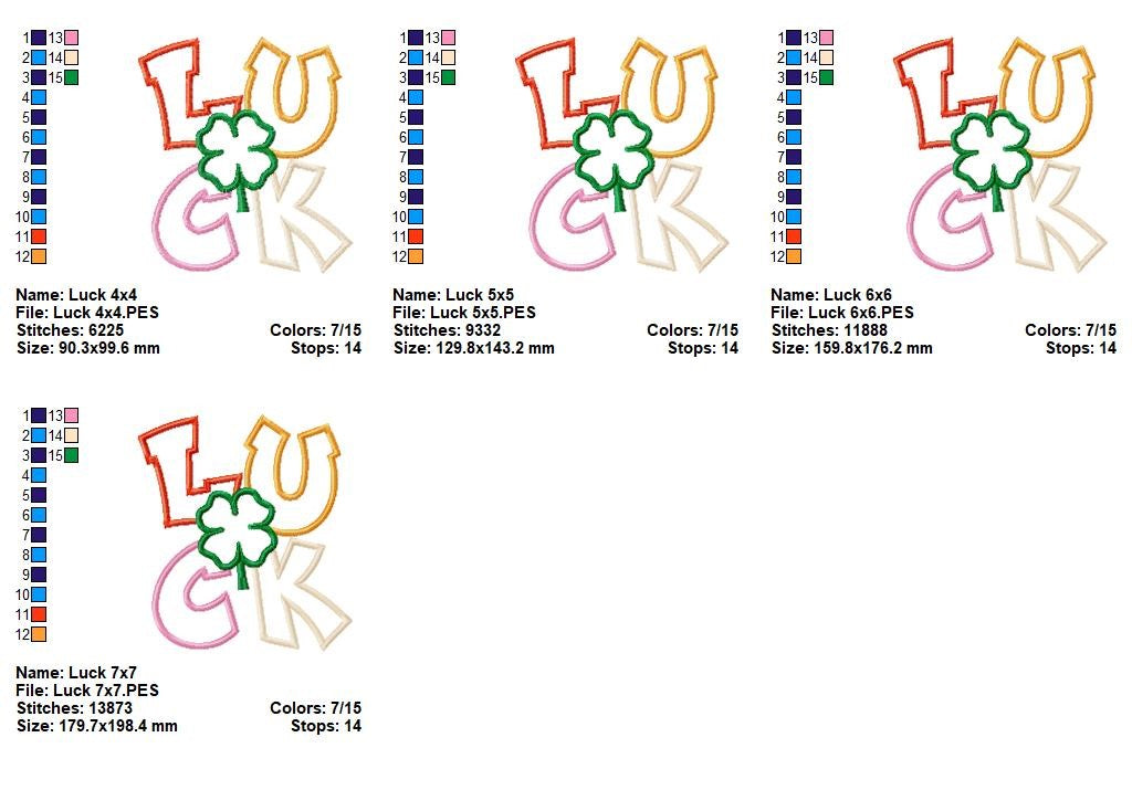 Lucky Clover Letters – Appliqué – Machine Embroidery Design
