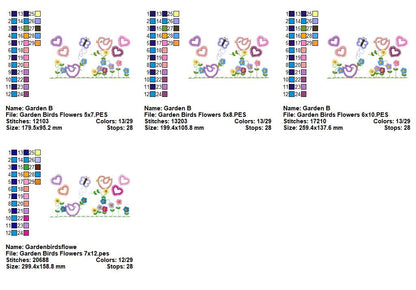 Garden Birds and Flowers - Appliqué – Machine Embroidery Design