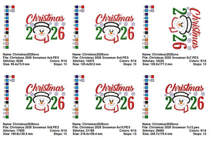 Snowman's Christmas 2026 - Appliqué - Machine Embroidery Design