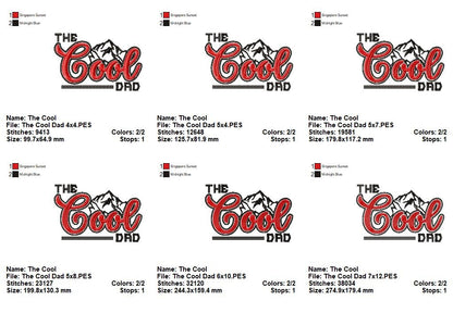 Cool Dad Mountain - Satin Stitch - Machine Embroidery Design