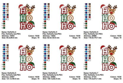 Holiday Ho Ho Ho Character Trio – Applique – Machine Embroidery Design