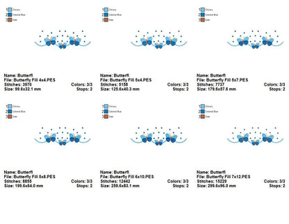 Delicate Butterflies - Fill Stitch - Machine Embroidery Design