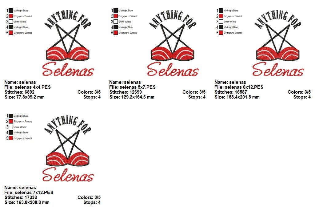 Anything for Selenas – Fill Stitch – Machine Embroidery Design
