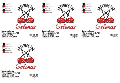 Anything for Selenas – Fill Stitch – Machine Embroidery Design