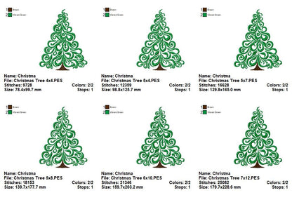 Christmas Tree - Fill Stitch - Machine Embroidery Design