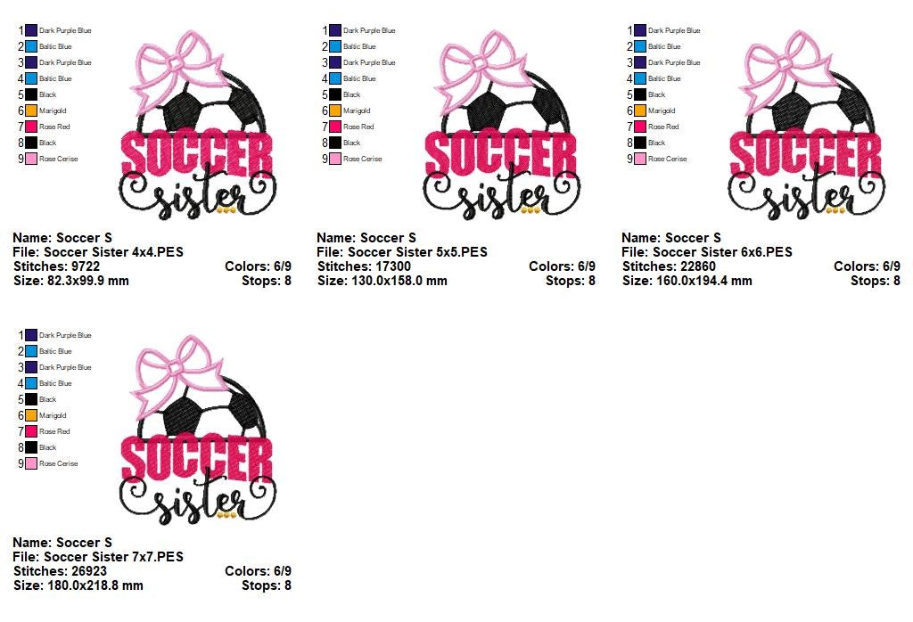 Soccer Sister - Appliqué - Machine Embroidery Design