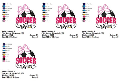 Soccer Sister - Appliqué - Machine Embroidery Design