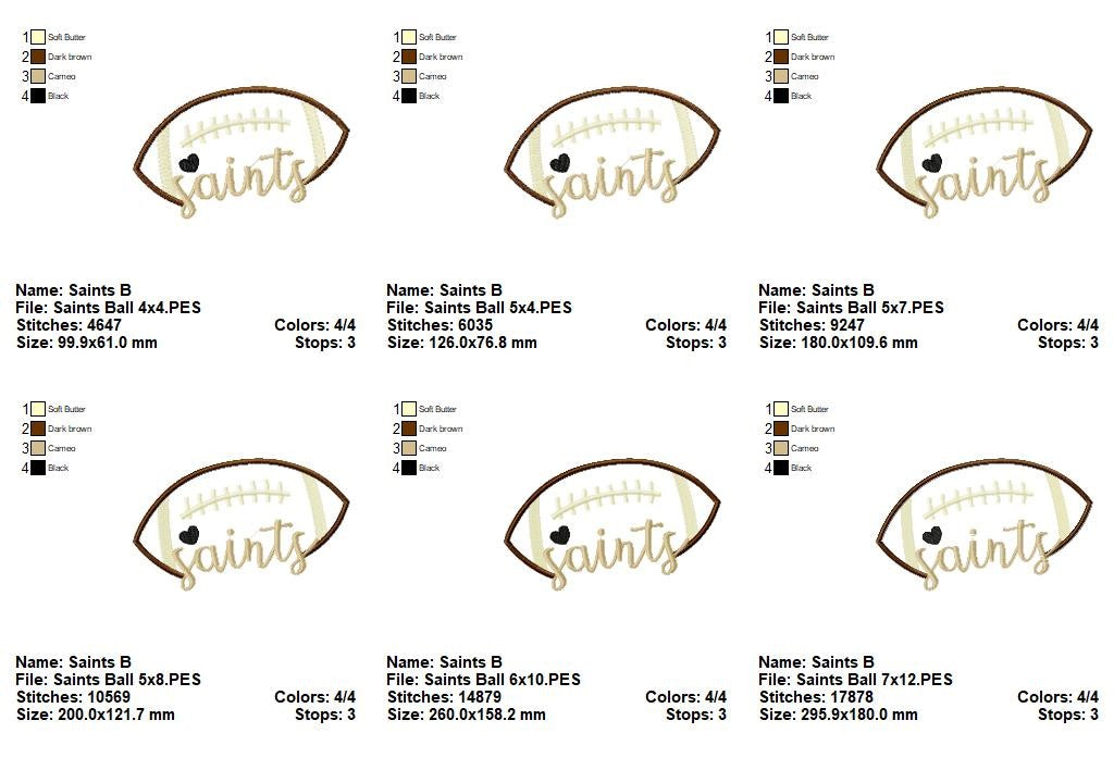 Football Saints – Satin Stitch – Machine Embroidery Design