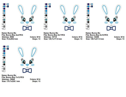 Bunny Boy Face - Appliqué - Machine Embroidery Design