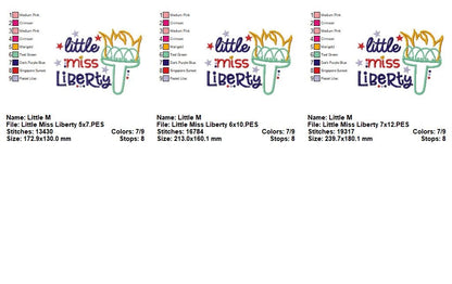 Little Miss Liberty - Appliqué – Machine Embroidery Design