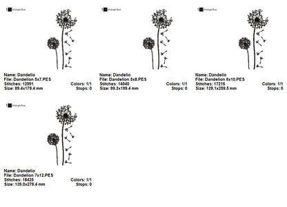 Dandelion Flying - Fill Stitch - Machine Embroidery Design