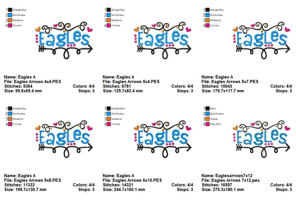 Eagles Fun Arrows - Satin Stitch - Machine Embroidery Design