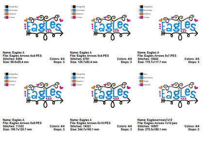 Eagles Fun Arrows - Satin Stitch - Machine Embroidery Design