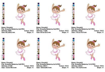 Twirling Little Ballerina - Appliqué - Machine Embroidery Design