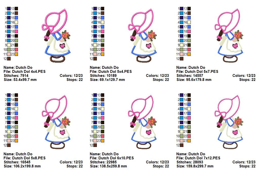 Little Dutch Flower Girl - Applique - Machine Embroidery Design