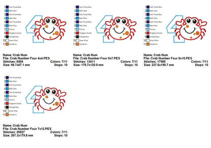 Crabby Birthday Numbers Collection - Appliqué - Machine Embroidery Design