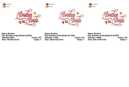 Brother of the Bride - Satin Stitch - Machine Embroidery Design