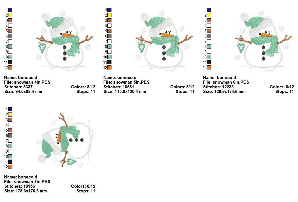 Cute Snowman Winter - Appliqué - Machine Embroidery Design