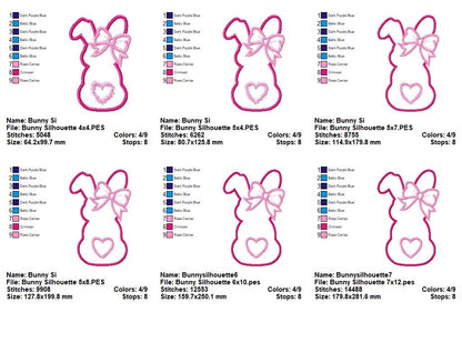 Easter Girl Bunny Silhouette - Applique - Machine Embroidery Design