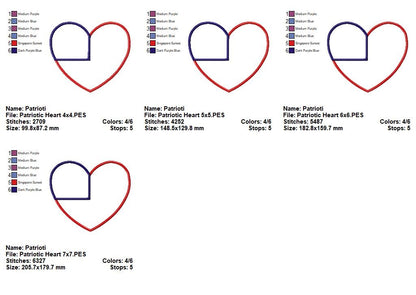 Stars & Stripes Heart - Appliqué - Machine Embroidery Design