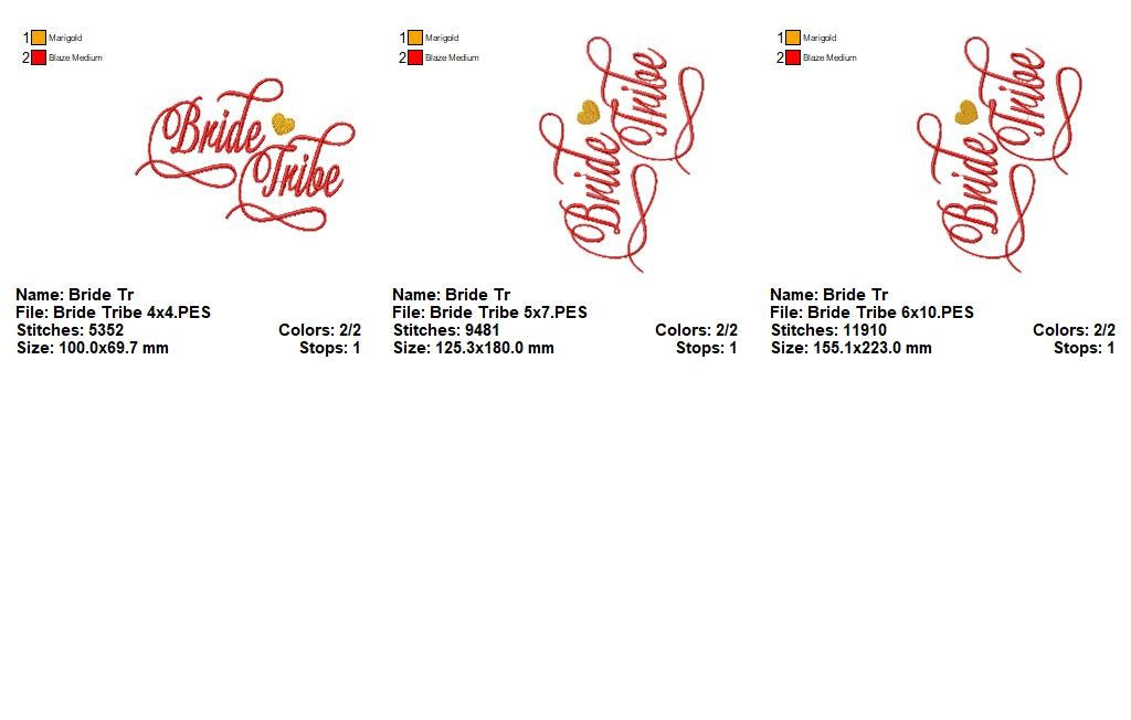 Bride Tribe Script – Satin Stitch – Machine Embroidery Design