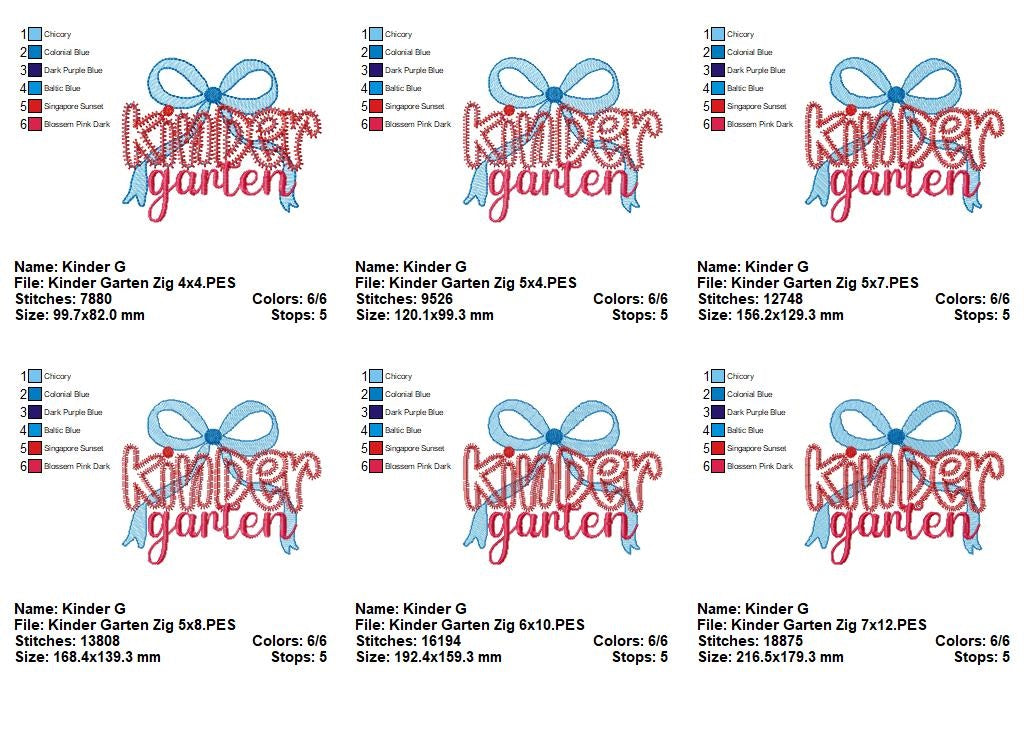 Kindergarten Coquette Bow – Zigzag Applique – Machine Embroidery Design