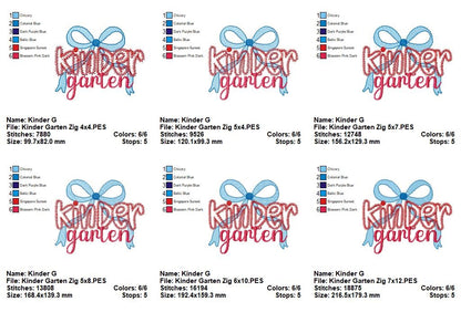 Kindergarten Coquette Bow – Zigzag Applique – Machine Embroidery Design