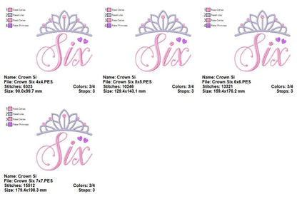 Princess Birthday Six - Satin Stitch - Machine Embroidery Design