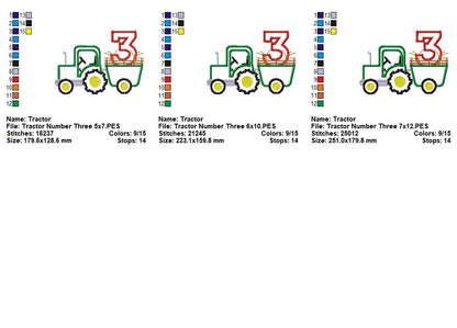 Farm Tractor Number Three - Appliqué - Machine Embroidery Design