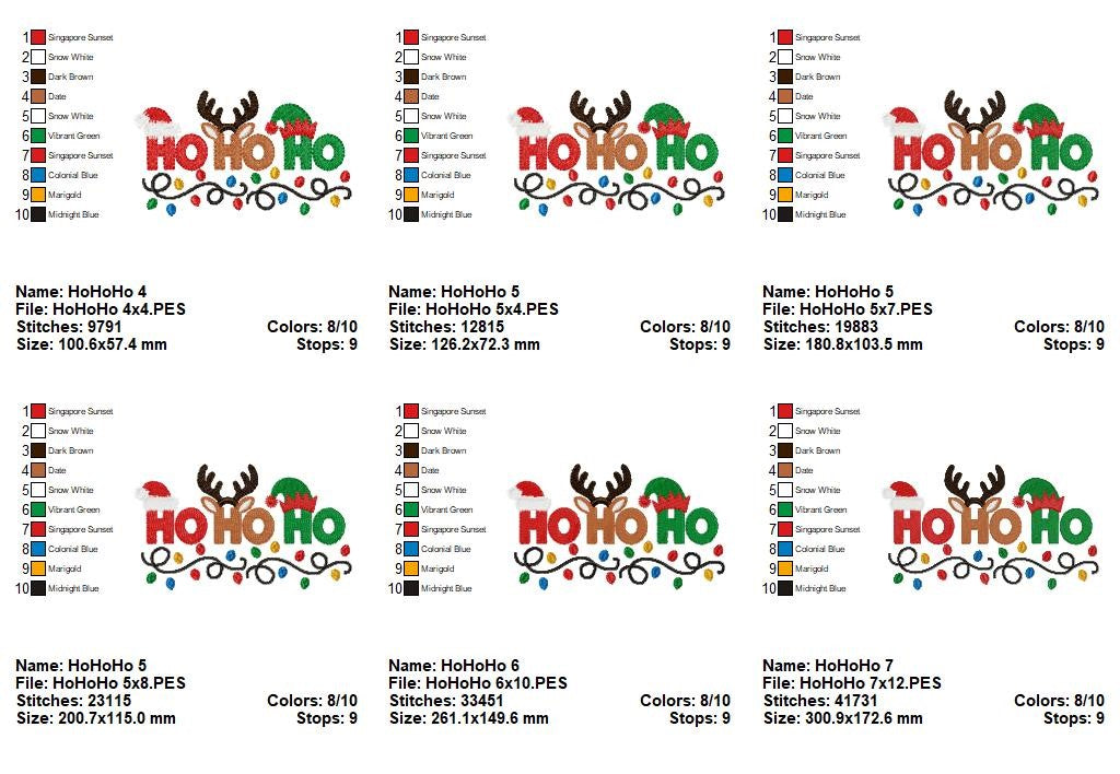 Ho Ho Ho Reindeer Elf Lights – Fill Stitch – Machine Embroidery Design