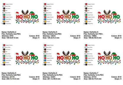Ho Ho Ho Reindeer Elf Lights – Fill Stitch – Machine Embroidery Design