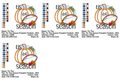 'Tis the Football Season - Appliqué - Machine Embroidery Design