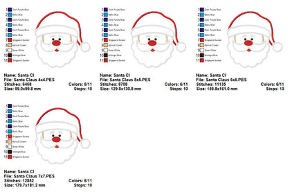 Jolly Santa Claus Face - Appliqué - Machine Embroidery Design