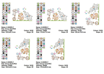 Circus Animals Parade - Sketch Stitch – Machine Embroidery Design