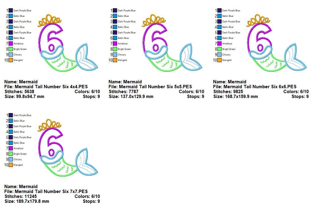 Mermaid Number Six - Appliqué – Machine Embroidery Design