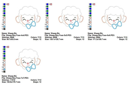 Sheep Boy Face - Appliqué - Machine Embroidery Design