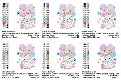 Dreamy Bunny Balloon Basket - Applique - Machine Embroidery Design