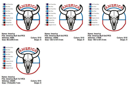 Western America Skull 🐮 – Applique – Machine Embroidery Design
