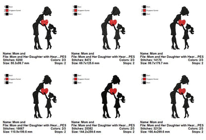 Mom and Baby Silhouette Bundle – Fill Stitch – Machine Embroidery Design