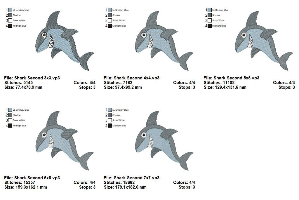 Playful Shark Duo – Fill Stitch – Machine Embroidery Design