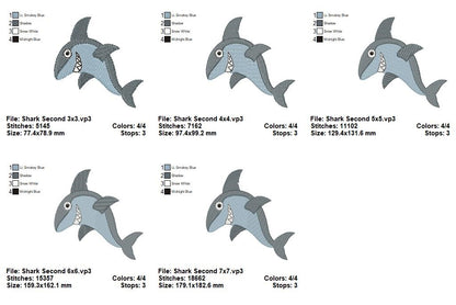 Playful Shark Duo – Fill Stitch – Machine Embroidery Design