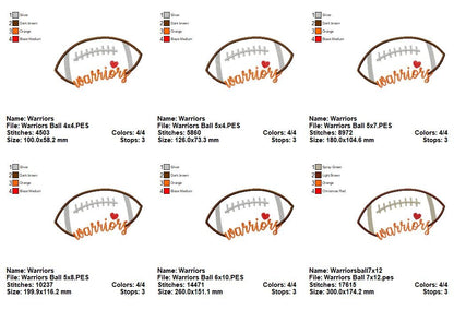 Warriors Football Script - Satin Stitch – Machine Embroidery Design
