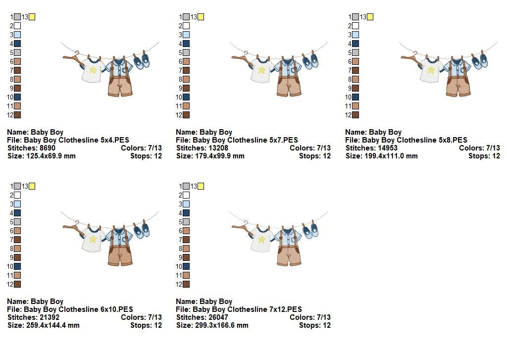 Sweet Baby Boy Clothesline Moments - Sketch Stitch – Machine Embroidery Design